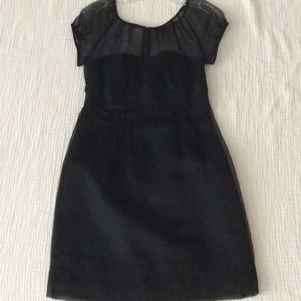 Phoebe Couture black satin/sheer dress